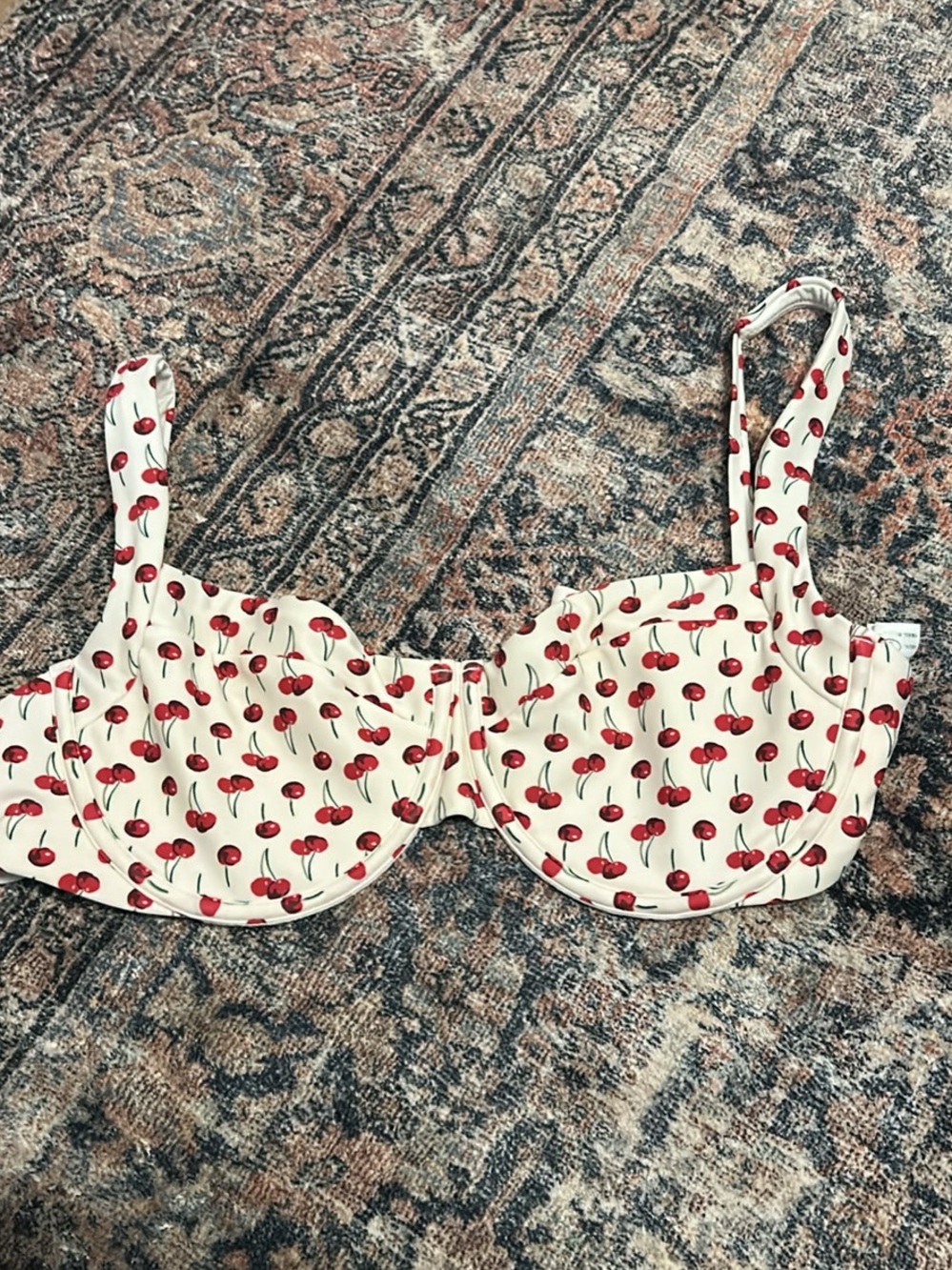 Abercrombie & Fitch Cherry-Print Underwire Bikini Top - White & Red